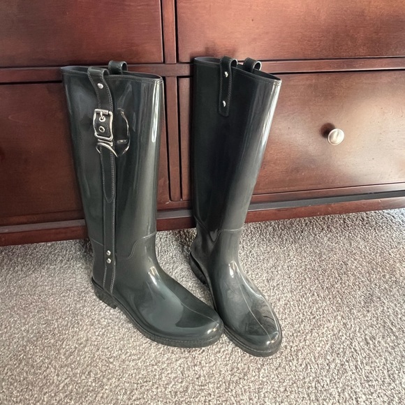 Coach grey high rain boots